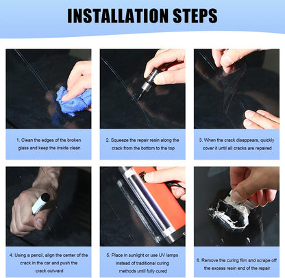 2PCS Windshield Repair Kit, Glass Repair Liquid Automotive Windscreen Crack Fixing Tool, Quick Fix Windshield Rock Chip Repairing Set for Bulls-Eye Half-Moon Star-Shape Crack