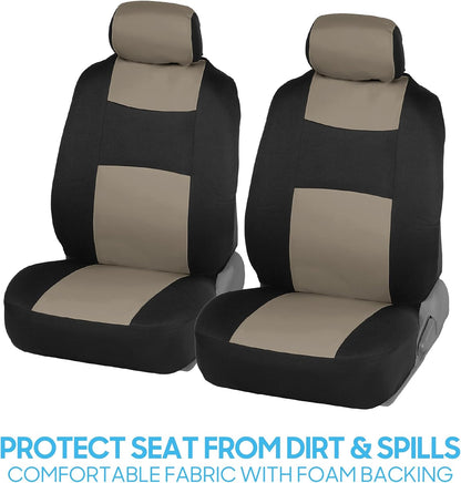 BDK PolyPro Car Seat Covers Full Set in Charcoal on Black – Front and Rear Split Bench for Cars, Easy to Install Cover Set, Accessories Auto Trucks Van SUV