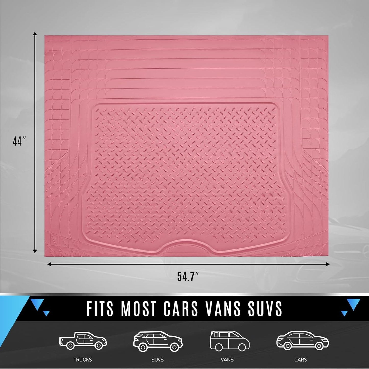 PIC AUTO Heavy Duty Cargo Liner, Trimmable All-Weather Rubber Trunk Mat for Cars, SUVs, Vans & Trucks, Anti-Slip Backing, Durable Protection, Large, Black