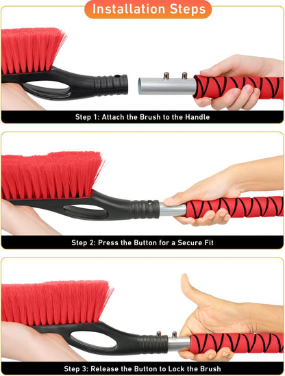 EcoNour 27" Aluminum Ice Scrapers for Car Windshield | Car Snow Scraper Window and Snow Brush with Ergonomic Foam Grip Winter Accessories (Orange)