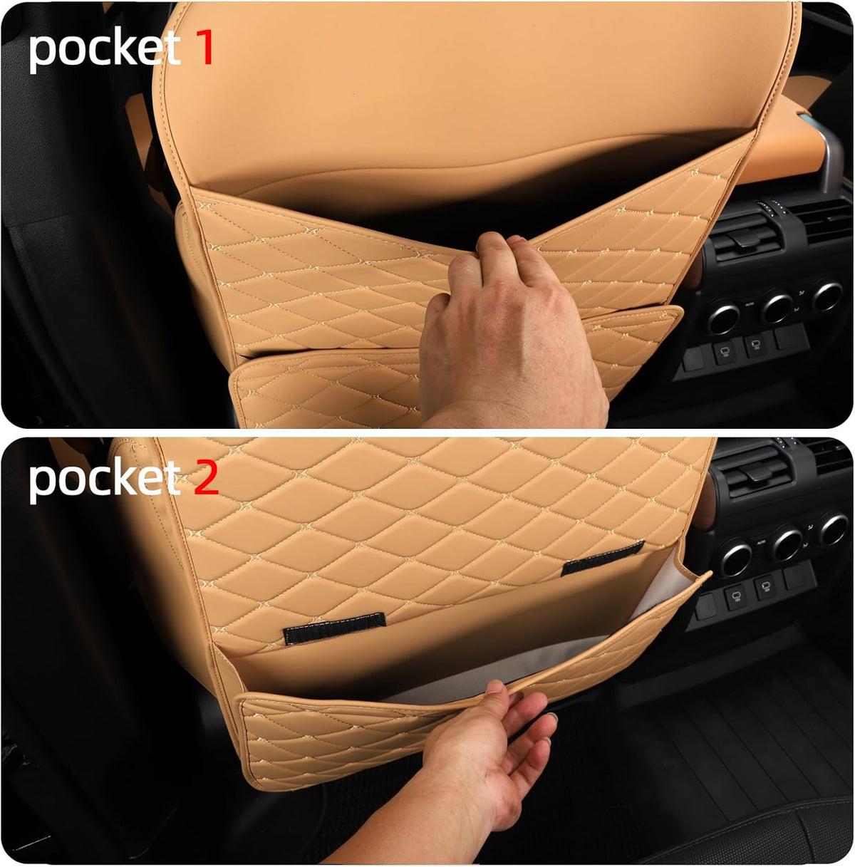TAIKOO Seat Back Protector + Large Capacity Pocket Storage Organizer,Preventing the Impact of Children Stepping on the Seat Backrest (Black)
