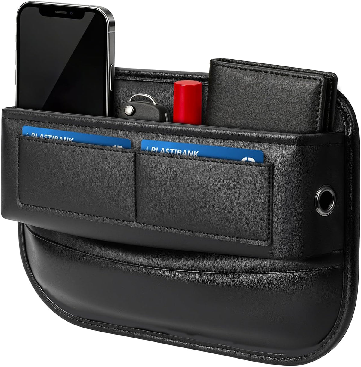 Universal Fit Car Gap Filler, Premium Leather Front Seat Gap Filler Organizer Center Console Seat Side Essentials Organizer with Card Slots, Easy Access to Phone, Sunglasses, Key for Car, SUV Truck