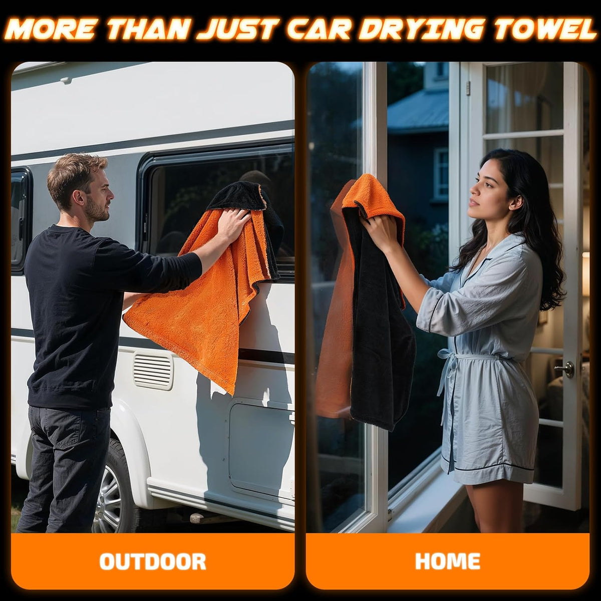 SMINDER 2-Pack 1200 GSM Car Drying Towels – Microfiber Towels for Cars (36" x 24"), Ultra-Absorbent, Streak-Free, Scratch-Free, No Water Spots, Double-Twist Pile & Edgeless Design