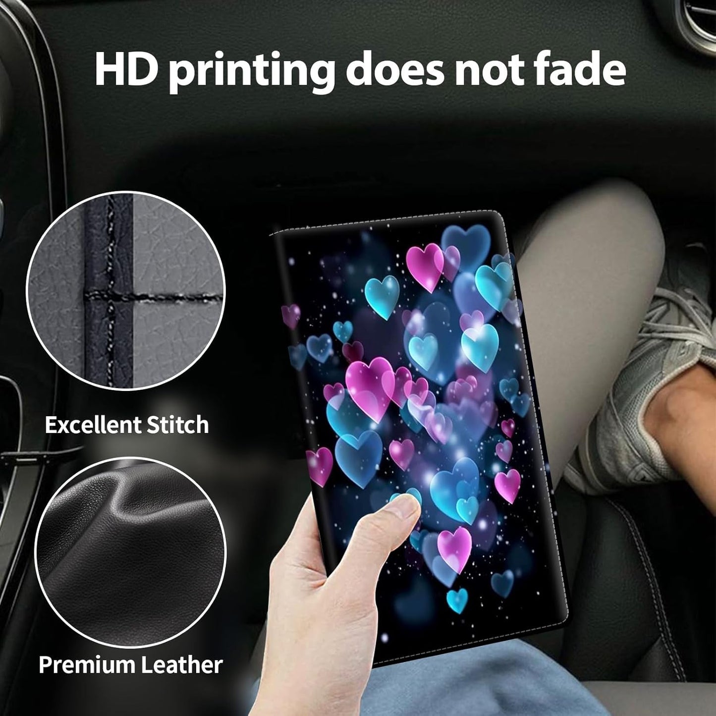 Car Registration and Insurance Holder, Leather Car Glove Box Organizer, Cool Car Accessories for ID, Driver's License Cards & Essential Document, business cards, Men&Women, Retro Audio Cassette