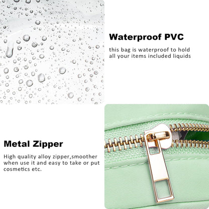 Small Clear Makeup Bag for Purse Small Cosmetic Bag Travel Size Toiletry Bags Cute Travel Makeup Bag,Coin Purse,Car Asscessories Organizer Storage Travel Essentials for Women Girls(Clear-Beige)