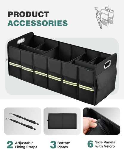 FLORICH Trunk Organizer for Suv, Premium Waterproof Car Organizers and Storage, Collapsible Multi-Compartment Truck Organizer Back Seat Storage for Car