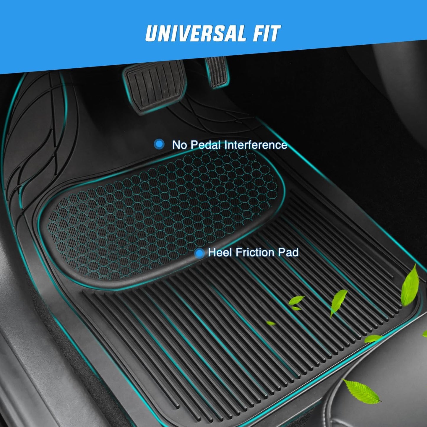 Nilight Rubber Cargo Mats for Cars Trucks SUVs,Universal Trim to fit for Most Vehicles,All Weather Protection Heavy Duty Cargo Liners