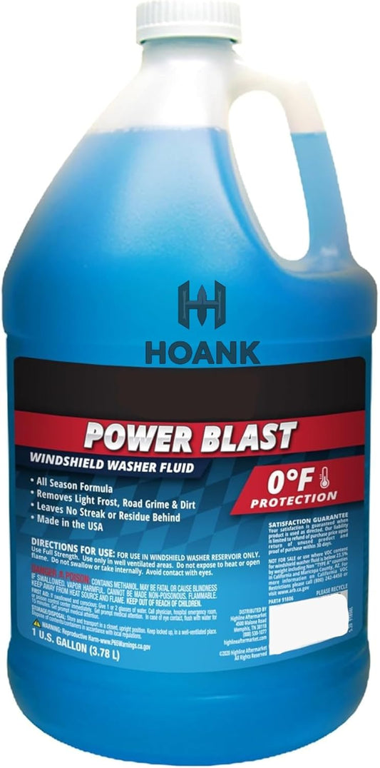 (6 Gallons) - Power Blast Windshield Washer Fluid, -20°F Protection, Blue, 1 Gallon Jug, Ready to Use (6 GALLONS, Blue Power Blast -20°F)