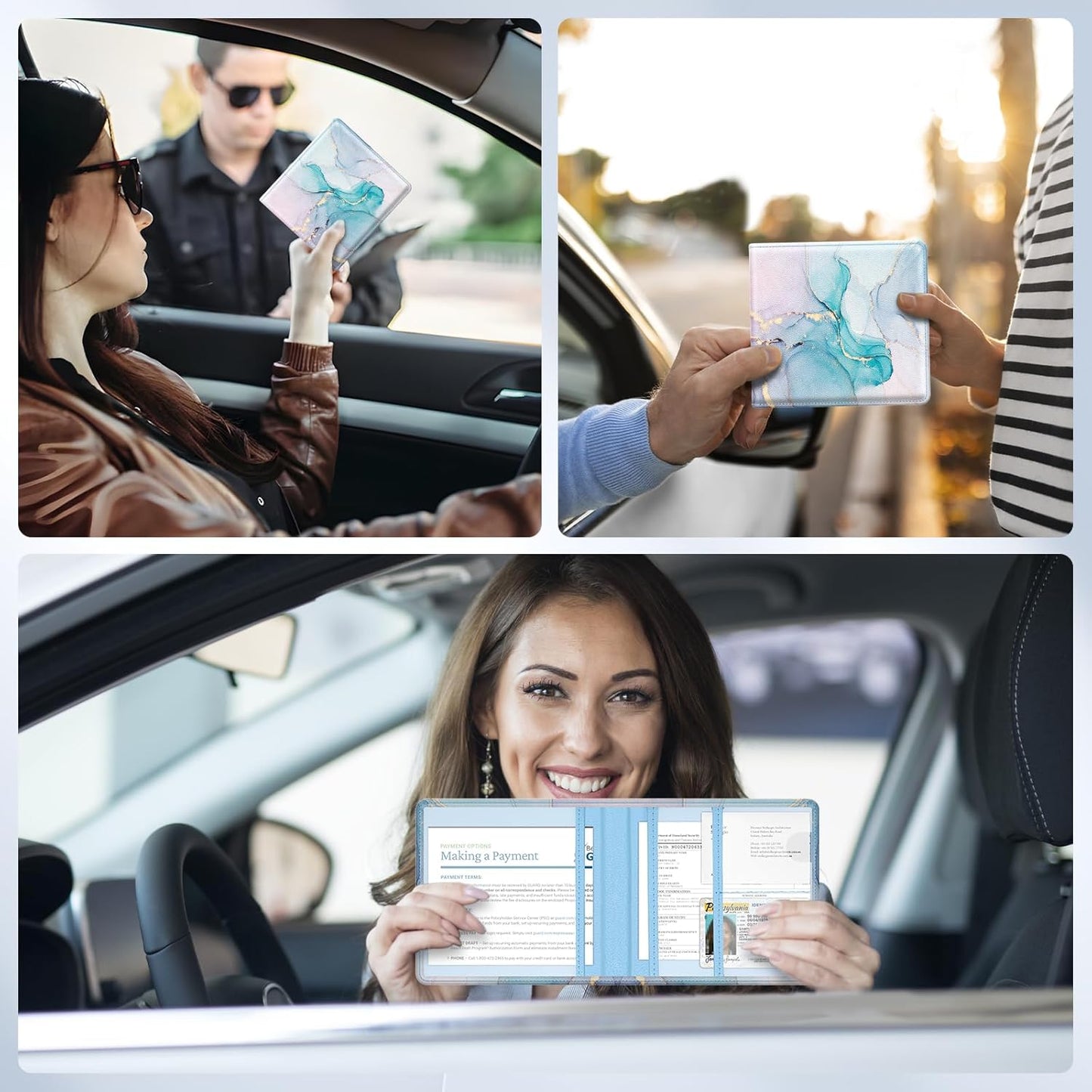Car Registration and Insurance Card Holder，Vehicle Glove Box Car Organizer，Accessories Case for Storing Driving Licences, Cards, Documents