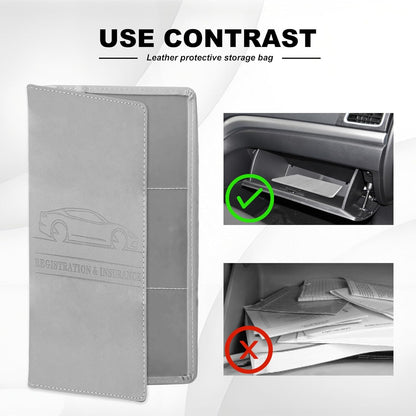 Leather Premium Car Registration & Insurance Card Holder, Vehicle Glove Box Wallet Case, for Documents, Cards, License (Blue)