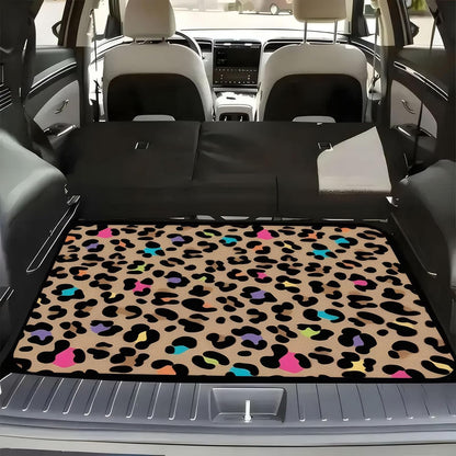 Universal Car Trunk Mat 29" x 39",Purple Colorful Flowers All Weather Trunk Protection Cargo Liner, Durable Cargo Mat Rear Trunk Liner,Stylish Vehicle Interior Accessories Suitable for Most Car Models