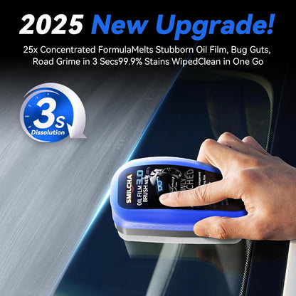 New Upgrade 3.0 Automotive Oil Film Cleaning Brush for Car Windows - Clear Vision Windshield Cleaner with Anti-Rain & Anti-Fog Coating for Improved Clarity and Safer Driving (2PCS)