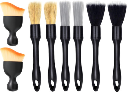 8 PCS Car Detailing Brush Set, Car Interior and Exterior Soft Bristle Cleaning Brushes, 4 Different Detailing Brushes for Auto Detailing, Dashboard, Vents, Wheels and Tires