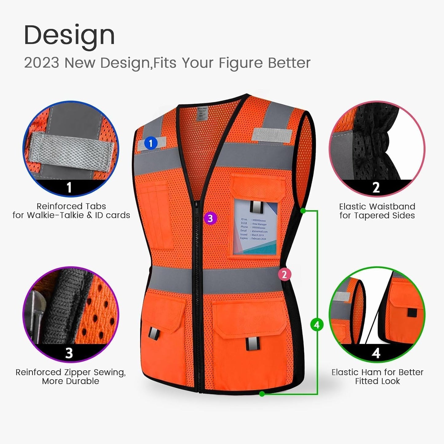 Reflective Vest for Women, Mesh Womens Safety Vest with 11 Pockets and Zipper, Hi Vis Neon Construction Work Vest for Lady Surveyors/Workers, Snugly-Fitted, ANSI Compliant (U-Yellow, S)