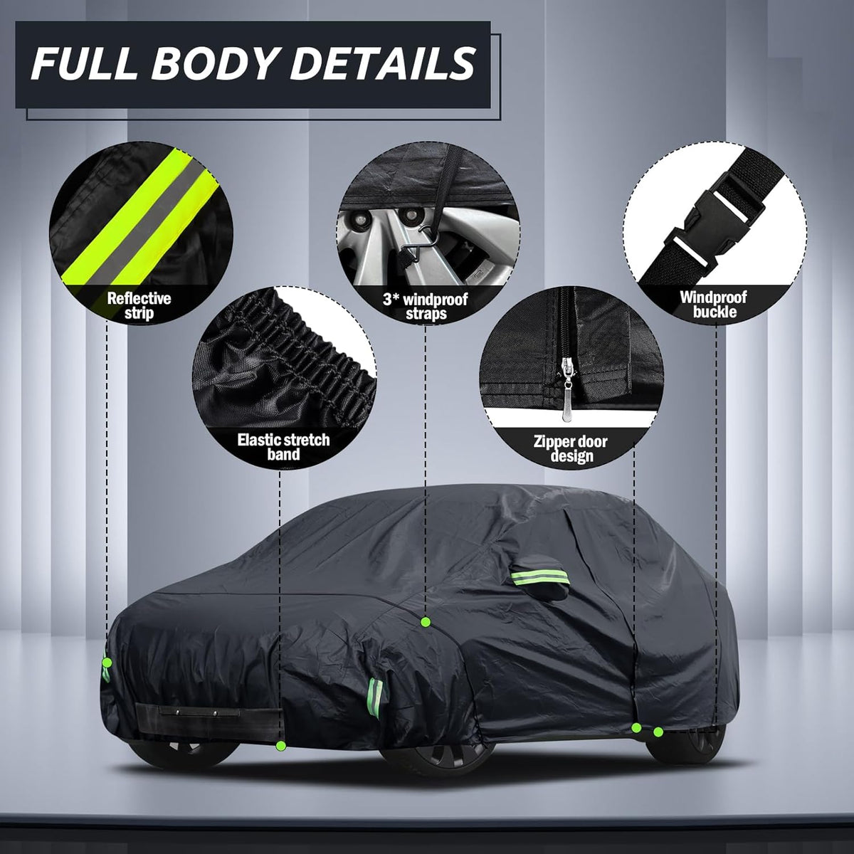Car Cover Custom Fit for Toyota Corolla 2000-2025, Honda Civic 1991-2025, Waterproof All Weather Full Exterior Cover Rain Sun Protector Car Cover with Door Zipper