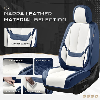 Coverado Seat Covers Full Set, Black Seat Covers for Cars 5 Seats, Car Seat Protector, Waterproof Nappa Leather Car Seat Cushion, Front and Rear Car Seat Cover Fit for Most Sedans SUV Pick-up Truck - Colors B