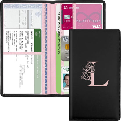 Letter Car Registration and Insurance Holder, with Magnetic Closure for License, Cards and Documents,Vehicle Glove Box Car Organizer, Interior Car Accessories for Women Men (M)
