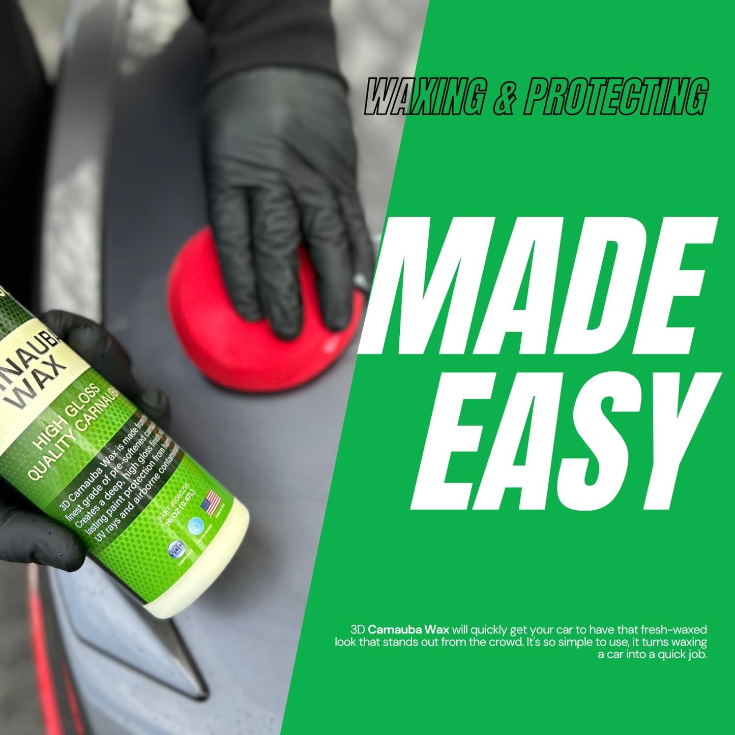 3D Carnauba Wax – Liquid Brazilian #1 Grade Wax for Deep Gloss & UV Protection | Easy Application | Safe on All Paint | Non-Staining Formula | Made in USA | 16 oz