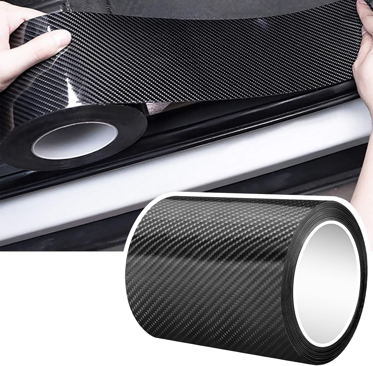 DGSL Car Door Edge Guards Door Sill Protector, 2.7In x 33Ft 5D Carbon Fiber Car Wrap Film, Vinyl Automotive Wrap Film Anti-Collision Fits for Most Vehicles (Black)