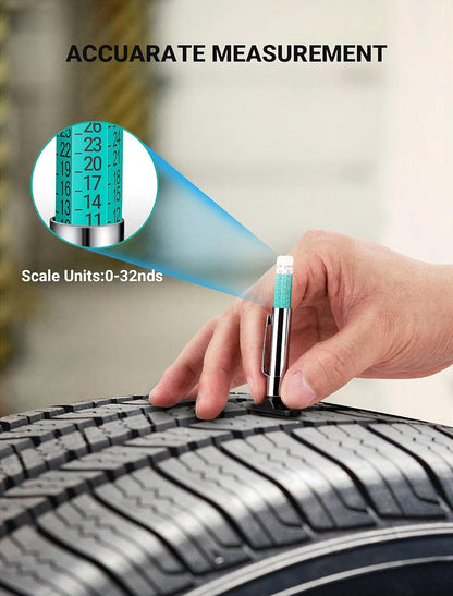 LUMITECO 3-Pack Tire Tread Depth Gauge, Color Coded Tire Tread Gauge in 1/32 Inch, Efficient Tread Depth Gauge 32nds Tire Measure Tool Depth for Car, Semi Truck Tire Wear Tread Checker