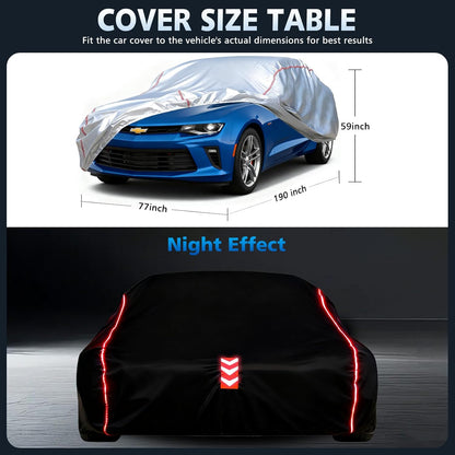 Car Cover for Sedan, Waterproof All Weather Heavy Duty, 360° Underbody Wrap Windproof Design, Quick Install Outdoor Vehicle Cover, Fits 186-193 in