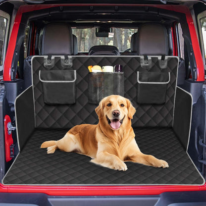 SUV Cargo Liner for Dogs, Universal Scratchproof Dog Trunk Cover with Bumper Flap Protector, Non Slip Waterproof Vehicle Pet Back Seat Mat Accessories for Sedans, Trunks (Black)