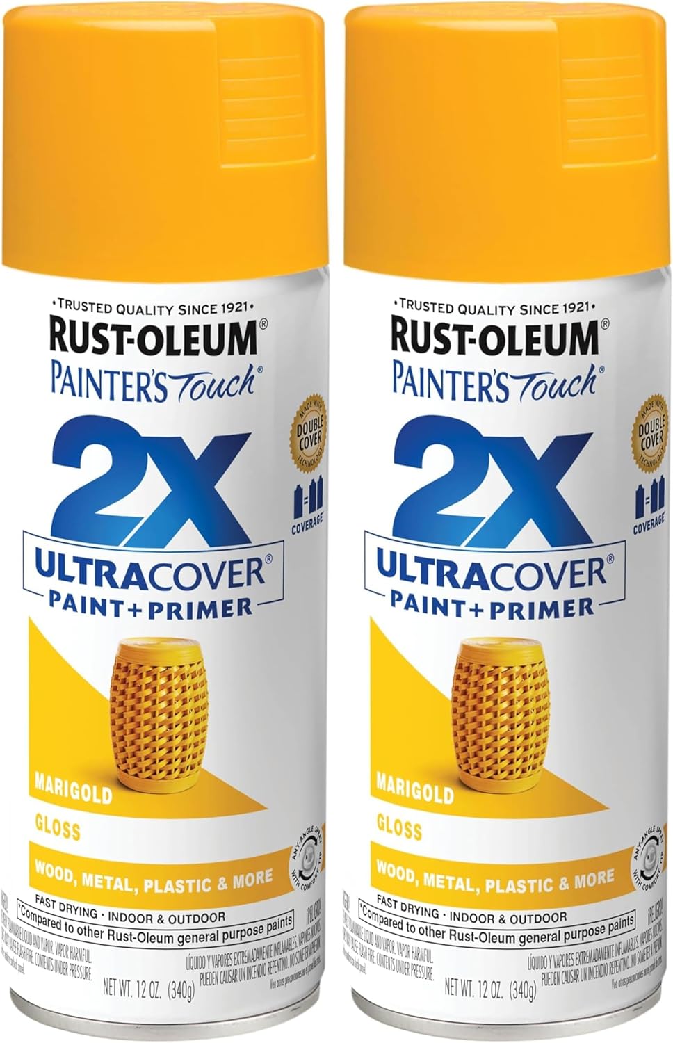 Rust-Oleum 334029 Painter's Touch 2X Ultra Cover Spray Paint, 12 oz, Gloss Clear - Colors C