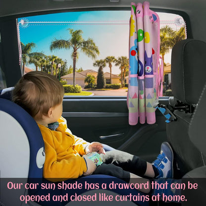 Car Sun Shade Side Window, 2 Pcs Blackout Car Window Shade for Baby Privacy with Storage Net Pockets Auto Curtains 7 Suction Cups for Heat/UV Protection Sun Block Covers