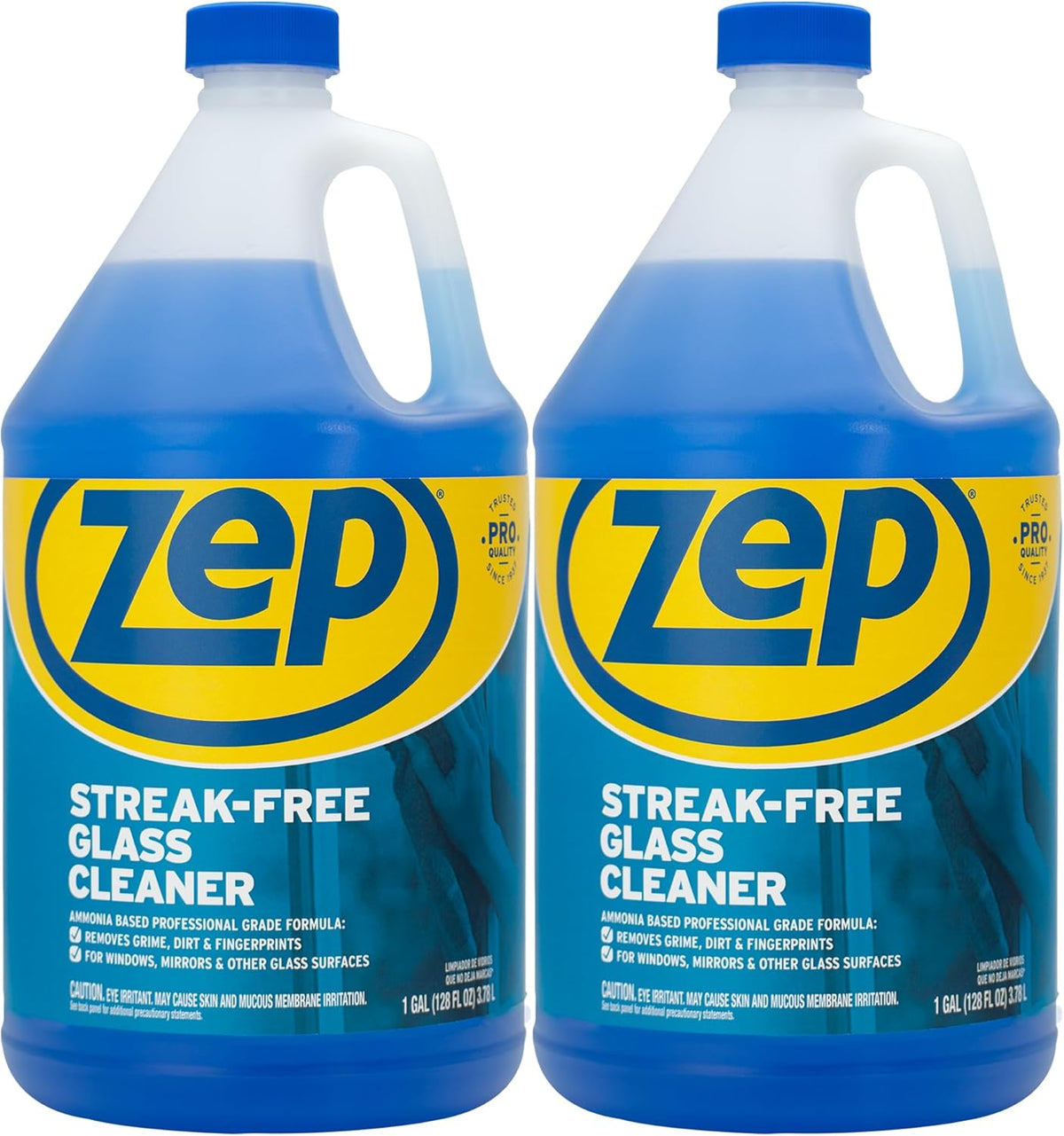 Zep Streak-Free Glass Cleaner - 1 Gallon (Case of 4) ZU1120128 - Professional Grade Formula that Cleans Dirt, Fingerprints, Grime, Smoke Haze, and Toothpaste on Windows, Mirrors, and Other Glass