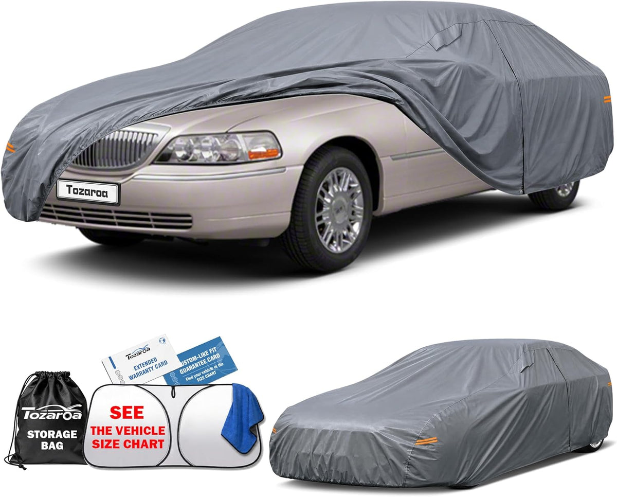 SUV Cover Waterproof All-Weather,Outdoor Full Exterior Automobiles SUV(Length 182-190 inch) with Windshield Sun Shade Universal Fit Toyota RAV4,CRV,Model Y,Q5,Size S2 (See SizeChart)