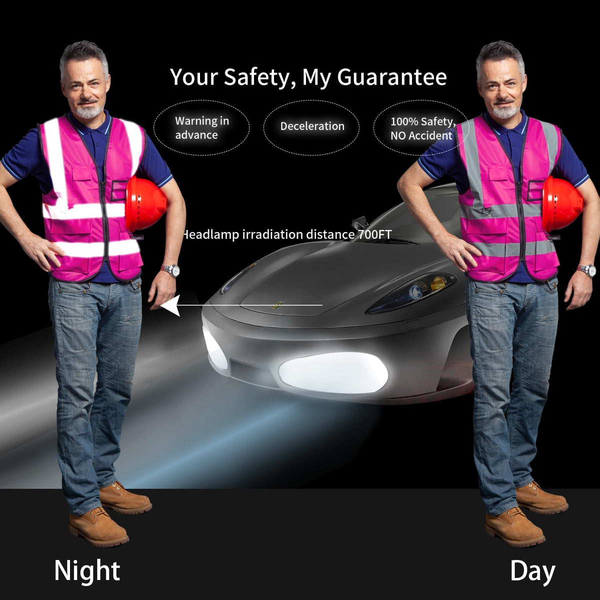 Reflective Safety Vest for Women Men High Visibility Security With Pocket Zipper Front Meet ANSI/ISEA Standard
