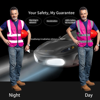 Reflective Safety Vest for Women Men High Visibility Security With Pocket Zipper Front Meet ANSI/ISEA Standard