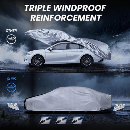 Large SUV Car Cover for Chevy Suburban 100% Waterproof All Weather, Heavy Duty Outdoor Full Exterior Covers Rain Sun Wind UV Protection. - Colors A
