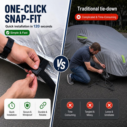 Car Cover for Sedan, Waterproof All Weather Heavy Duty, 360° Underbody Wrap Windproof Design, Quick Install Outdoor Vehicle Cover, Fits 186-193 in