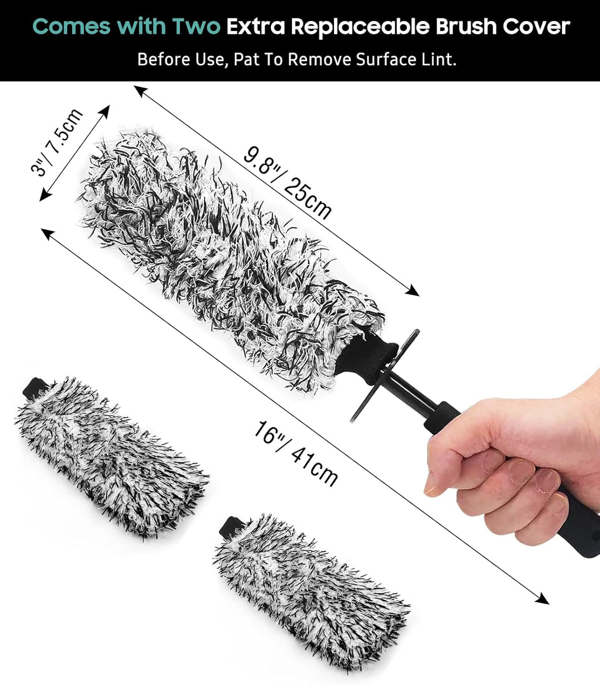 YeewayVeh 3PCS Quick Car Wheel Brush Kit, 2-Size 360° Bendale Rim Cleaner Brushes, Boars Hair Detailing Brush, Fast Scratch-Free Cleaning for Car Wheels, Motorcycle, Orange