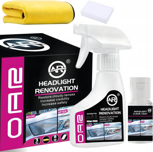 Headlight Restoration Kit, New Headlight Cleaner and Restorer Kit with Headlight Clear Coat for Yellowing & Oxidation, Head Light Restoring Kit Recovery 95% Light Transmission & UV Protection(6.43oz)