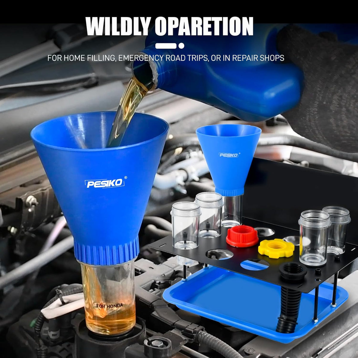 Engine Oil Funnel Spill-Free Hands-Free Compatible with Buick, Cadillac, Chevrolet, and GMC Vehicles for Fast & Easy Oil Change