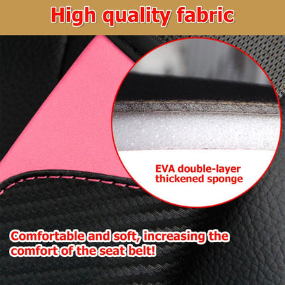 AUCELI 2PCS Car Seat Belt Cover, Carbon Fiber Seatbelt Shoulder Strap Covers, Breathable Leather Soft Harness Pad Protect Your Neck and Shoulder Compatible with Cars