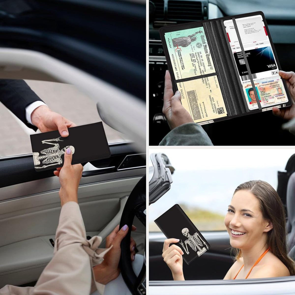 Car Registration and Insurance Holder，Colour Patterns Men Women Car License Document Registration and Insurance Card Holder