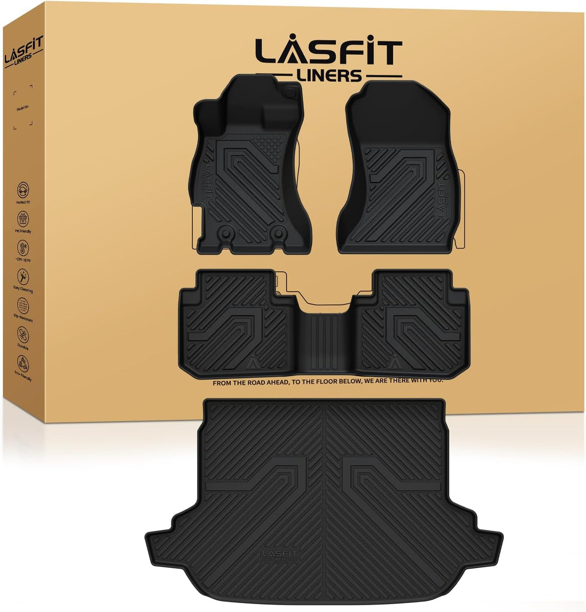 LASFIT Floor Mats Fits for Hyundai Sonata 2020-2026 (Only for FWD & Gas) & Kia K5 2021-2025 (Only for FWD) Custom Fit TPE All Weather Floor Liners Car Mats Accessories, Black