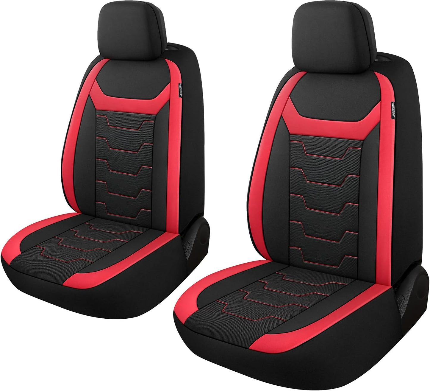 CAROMOP Luxury PU Leather Car Seat Covers Full Set-Waterproof Seat Protectors with Split Bench Seat Covers for Cars-Universal Cars Interior Covers for Sedans, SUVs, Pick-up Trucks(Gray/Gray Line)