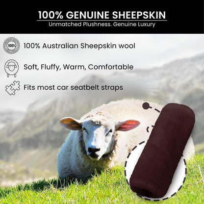 Andalus Brands 2 Pack Genuine Merino Wool Sheepskin Seat Belt Cover – Soft Shoulder Pad, Neck Cushion Protector – Authentic Car Accessories (Pearl)