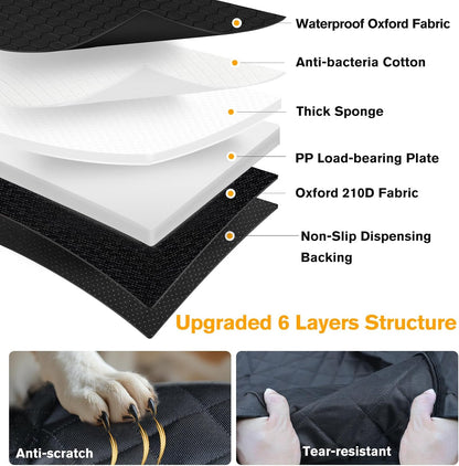 PETICON Back Seat Extender for Dogs, Hard Bottom Dog Car Seat Cover - Supports 400lbs, Rear Seat Pet Cover with Mesh Window, Waterproof Dog Hammock for Car SUV