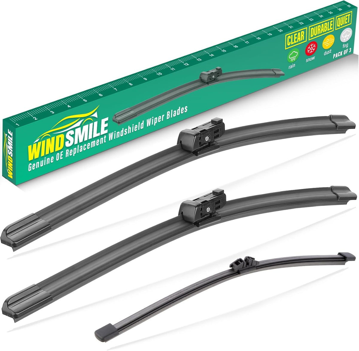 26" 16" 12" Windshield Wiper Blades Replacement for Toyota RAV4 2019 2020 2021 2022 2023 2024 2025 RAV 4 / Mazda 5 2006-2015 Premium All Weather Front Rear Wipers Set - OEM Quality (Pack of 3) - Colors C