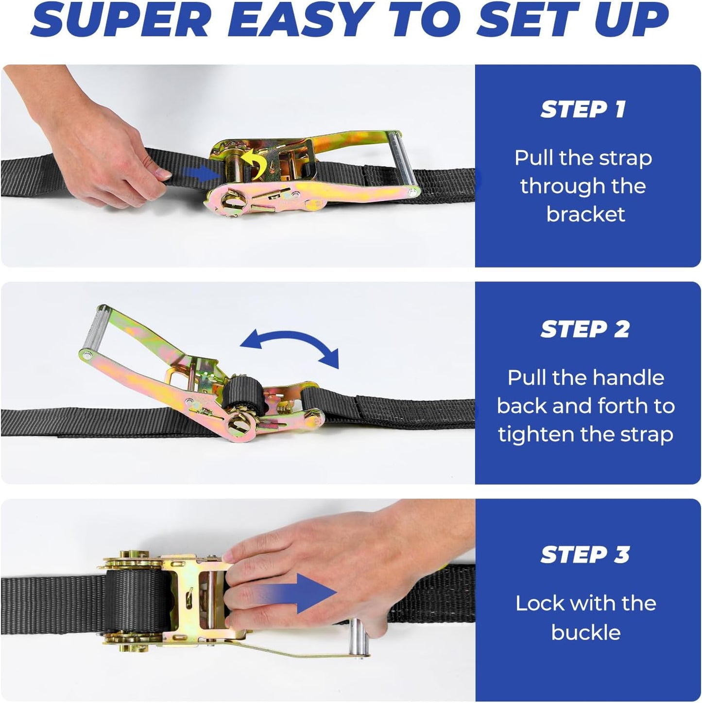 Trekassy Car Tie Down Straps for Trailers with Snap Hooks, Ratchet Straps for Car, Truck, UTV & More, 10000 lb Break Strength, Includes (8) Axle Straps