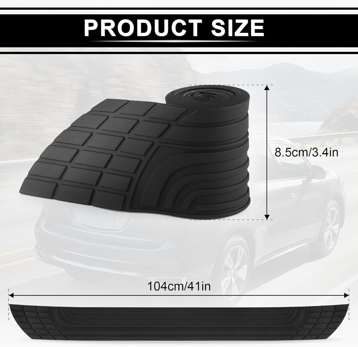 SINGARO Car Rear Bumper Protector, 42inch x3.4inch Car/SUV Universal Rubber Anti-Scratch Trunk Exterior Accessories