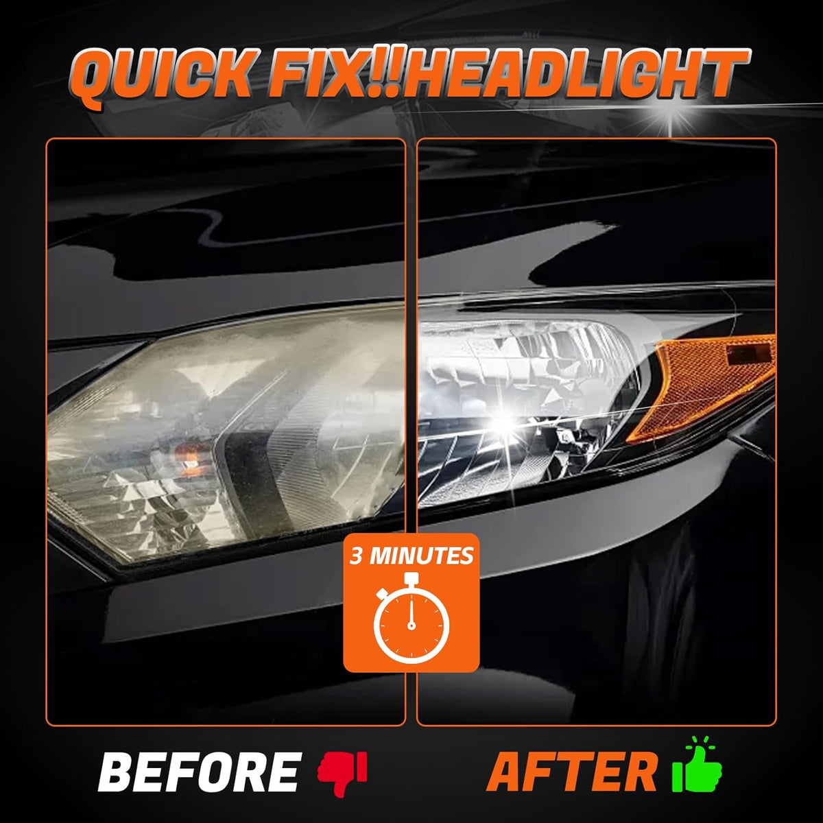 Headlight Restoration Kit Headlight Cleaner Head Light Cleaner Removing Yellowing Oxidized with Headlight Cleaner Coating Agent Sponge Towel (Scratches & Damages Cannot be Repaired)