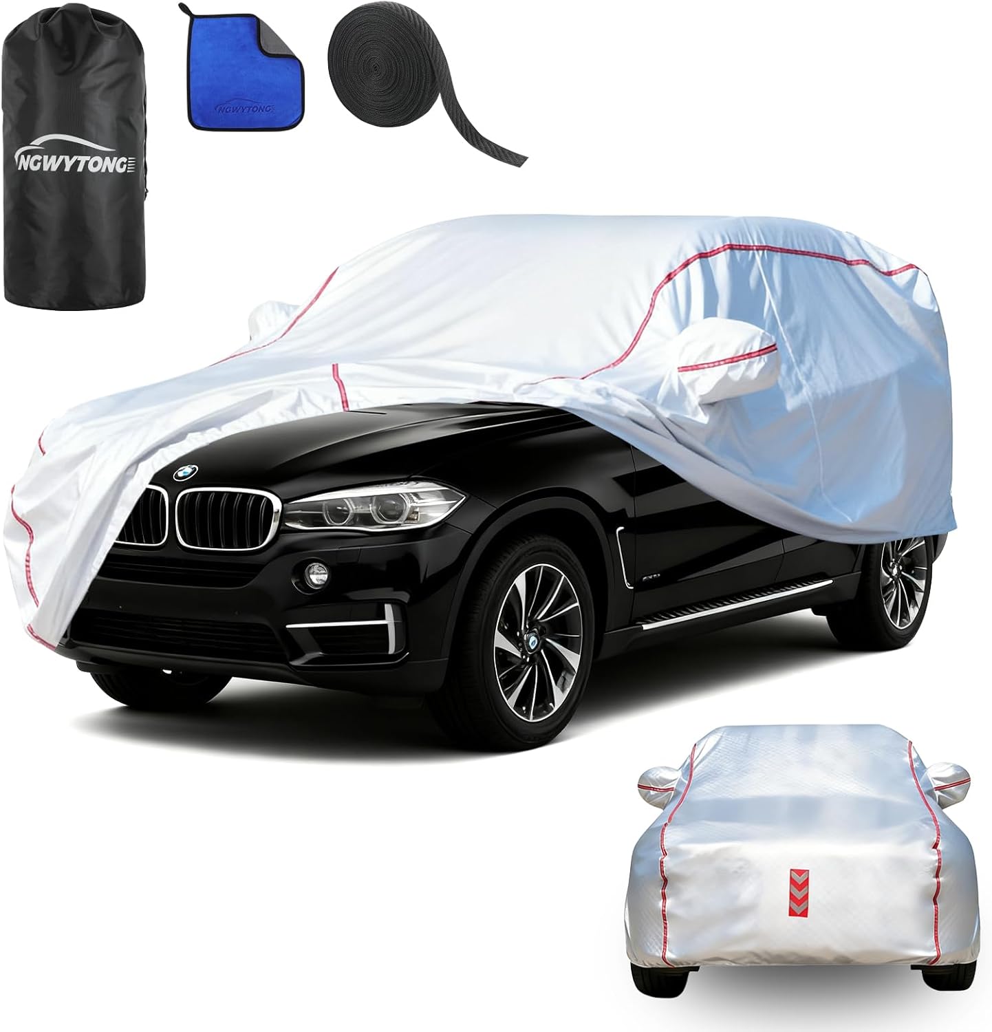 Car Cover for Sedan, Waterproof All Weather Heavy Duty, 360° Underbody Wrap Windproof Design, Quick Install Outdoor Vehicle Cover, Fits 186-193 in