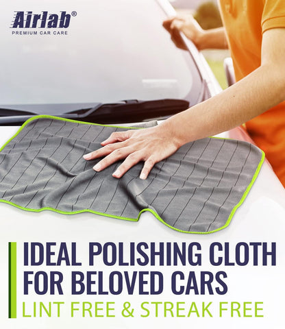 Airlab Microfiber Towels for Cars Wash Drying Thick Plush Cleaning Cloth Auto Detailing Super Absorbent for Interior & Exterior Lint Free, Streak Free, 16" X 16", 800 GSM, Pack of 4