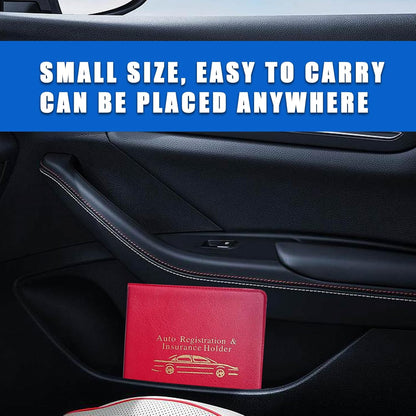 Ziciner Car Registration Insurance Holder, 2Pack Essential Auto Card Document Glove Box Organizer with Touch Fastener, Vehicle Interior Accessories Perfect for Most Car, Truck, SUV (Red/Small Car)